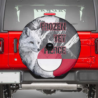 Greenland Spare Tire Cover with Arctic Fox, Mountains, and Frozen Yet Fierce Text Design