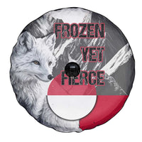 Greenland Spare Tire Cover with Arctic Fox, Mountains, and Frozen Yet Fierce Text Design