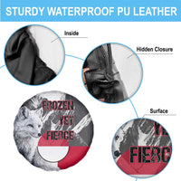Greenland Spare Tire Cover with Arctic Fox, Mountains, and Frozen Yet Fierce Text Design