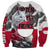 Greenland Sweatshirt with Arctic Fox, Mountains, and Frozen Yet Fierce Text Design