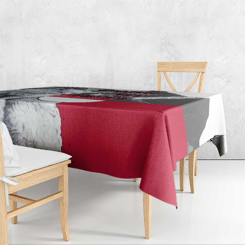 Greenland Tablecloth with Arctic Fox, Mountains, and Frozen Yet Fierce Text Design