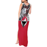 Greenland Tank Maxi Dress with Arctic Fox, Mountains, and Frozen Yet Fierce Text Design