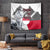Greenland Tapestry with Arctic Fox, Mountains, and Frozen Yet Fierce Text Design