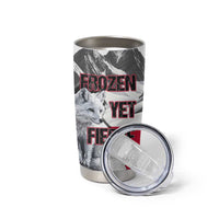 Greenland Tumbler Cup with Arctic Fox, Mountains, and Frozen Yet Fierce Text Design