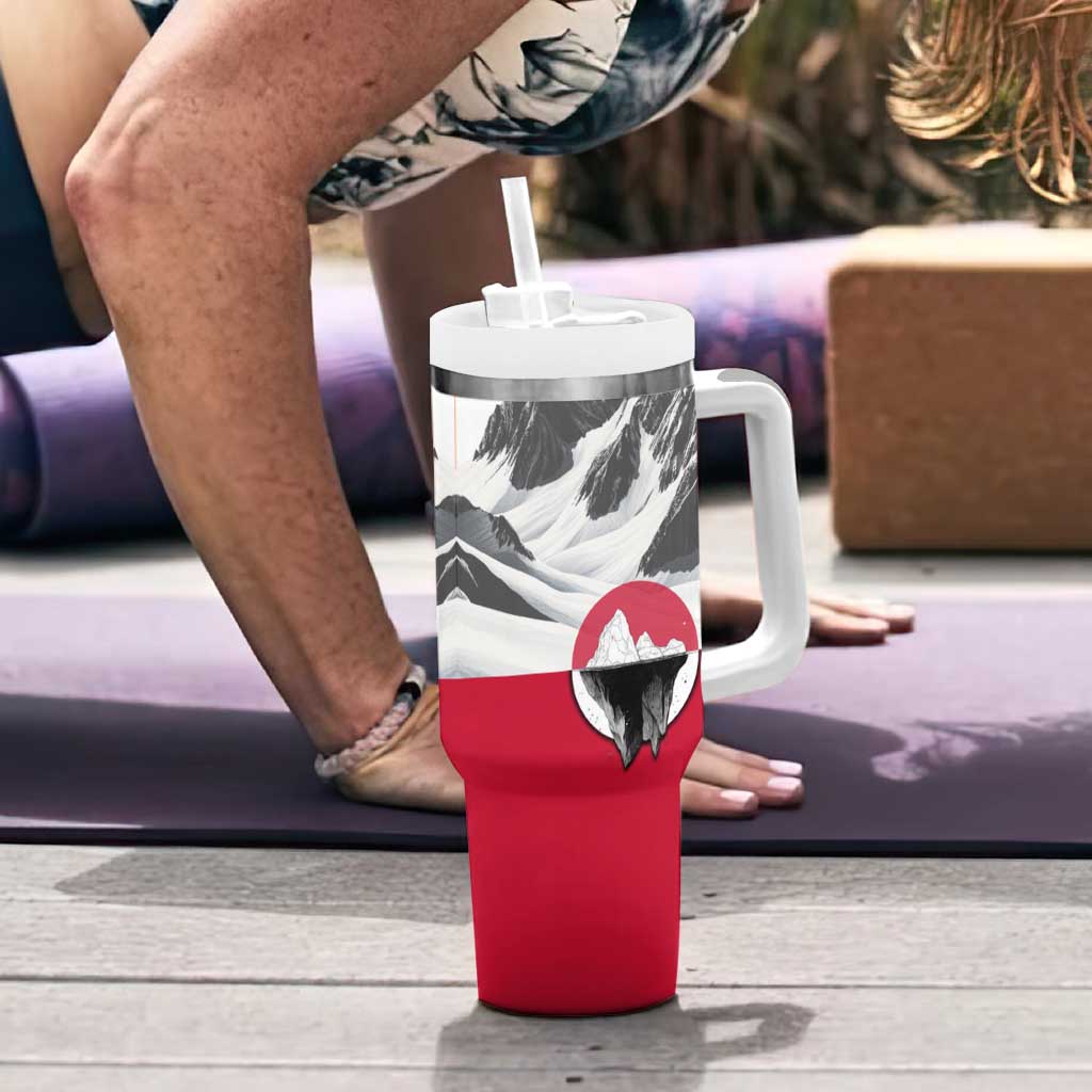 Greenland Tumbler With Handle with Arctic Fox, Mountains, and Frozen Yet Fierce Text Design