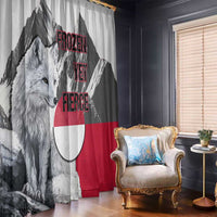 Greenland Window Curtain with Arctic Fox, Mountains, and Frozen Yet Fierce Text Design