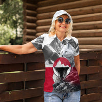 Greenland Women Polo Shirt with Arctic Fox, Mountains, and Frozen Yet Fierce Text Design