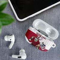 Personalized Qatar Soccer AirPods Case Arabian Oryx Football Mascot - Comic Art Geometric