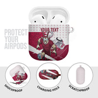 Personalized Qatar Soccer AirPods Case Arabian Oryx Football Mascot - Comic Art Geometric