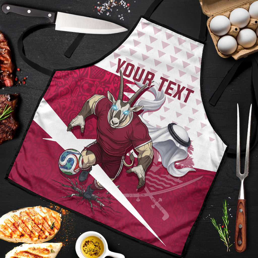 Personalized Qatar Soccer Apron Arabian Oryx Football Mascot - Comic Art Geometric