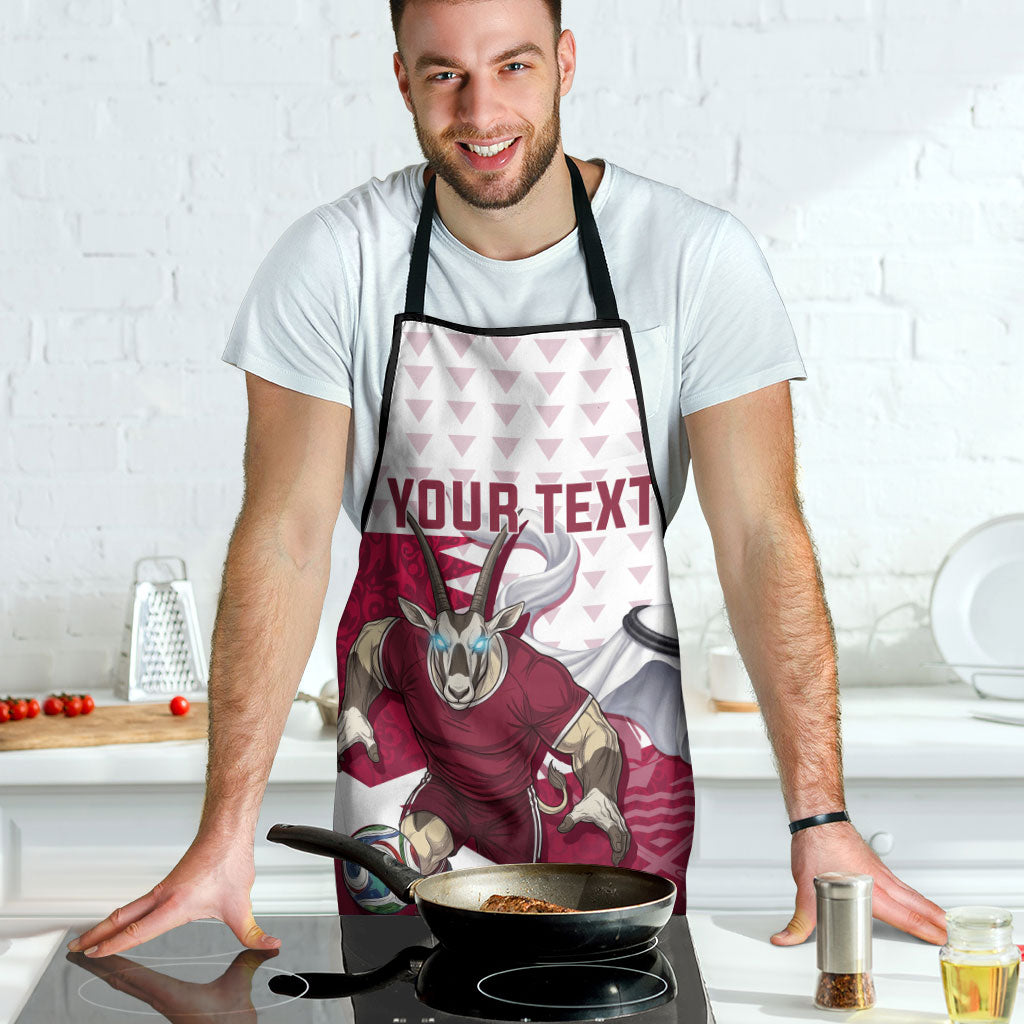 Personalized Qatar Soccer Apron Arabian Oryx Football Mascot - Comic Art Geometric