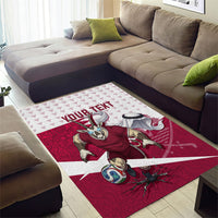 Personalized Qatar Soccer Area Rug Arabian Oryx Football Mascot - Comic Art Geometric