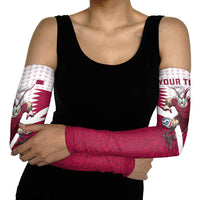 Personalized Qatar Soccer Arm Sleeves Arabian Oryx Football Mascot - Comic Art Geometric