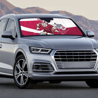 Personalized Qatar Soccer Auto Sun Shade Arabian Oryx Football Mascot - Comic Art Geometric