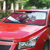 Personalized Qatar Soccer Auto Sun Shade Arabian Oryx Football Mascot - Comic Art Geometric
