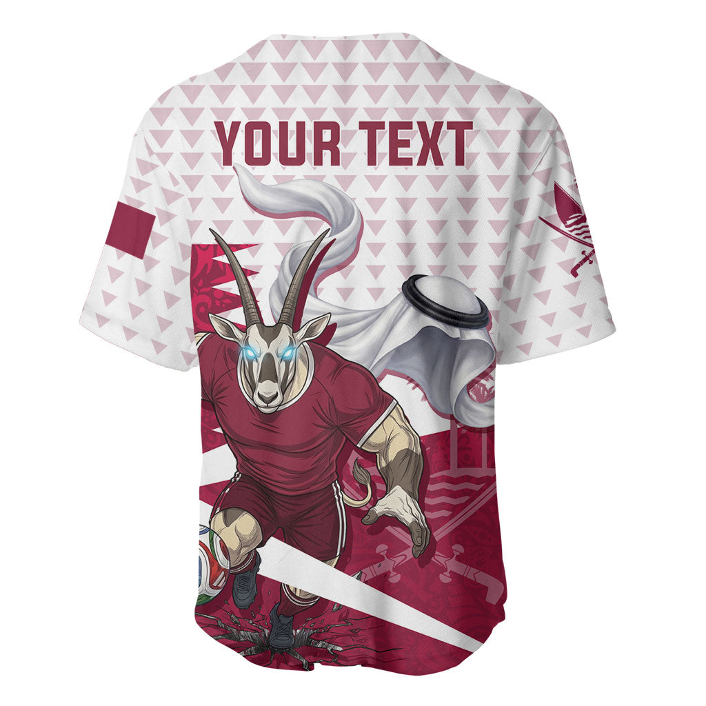 Personalized Qatar Soccer Baseball Jersey Arabian Oryx Football Mascot - Comic Art Geometric