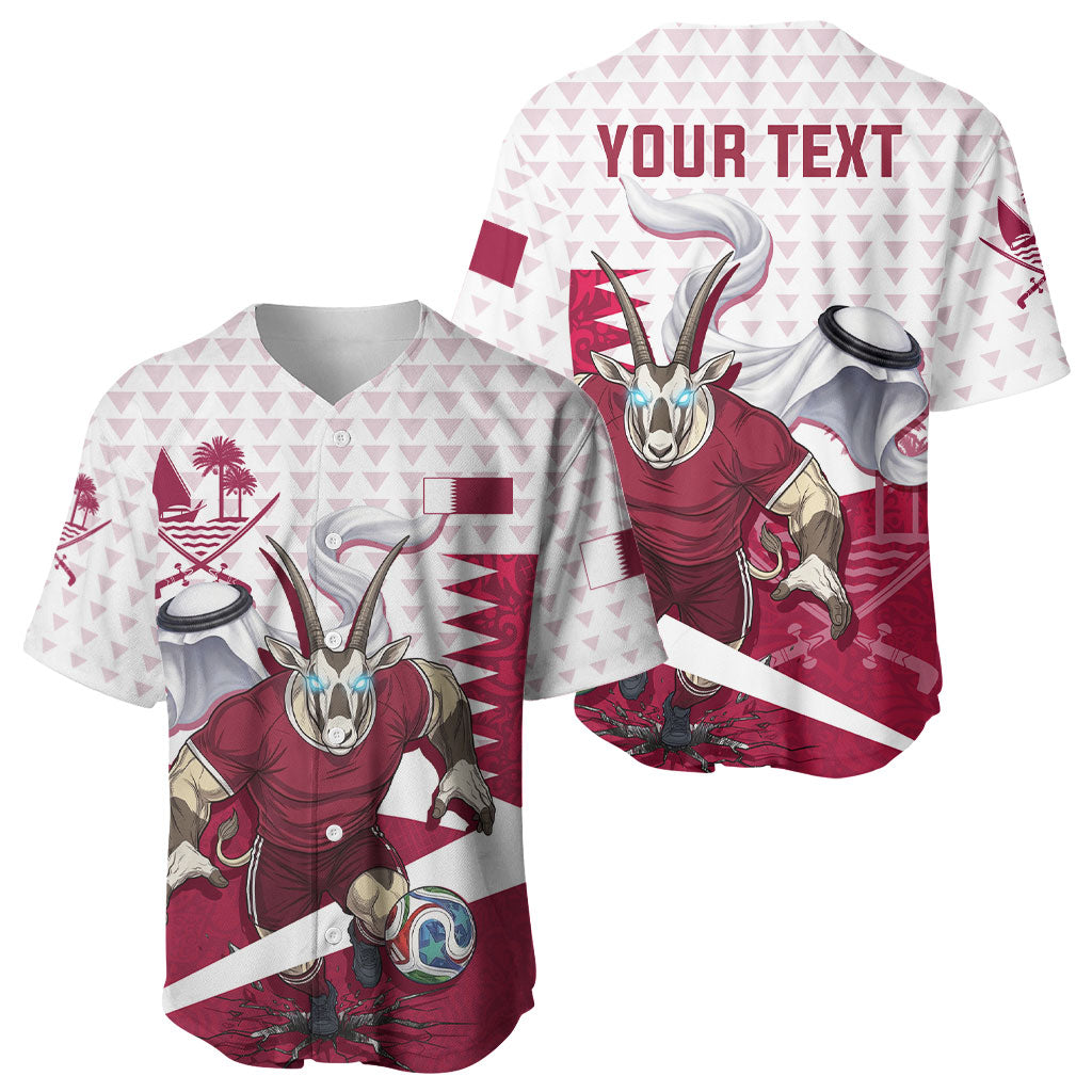 Personalized Qatar Soccer Baseball Jersey Arabian Oryx Football Mascot - Comic Art Geometric