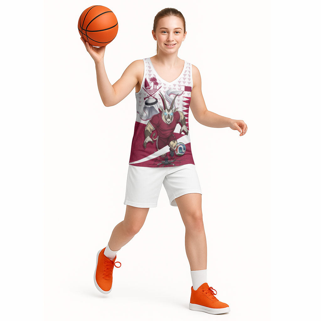 Personalized Qatar Soccer Basketball Jersey Arabian Oryx Football Mascot - Comic Art Geometric