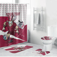 Personalized Qatar Soccer Bathroom Set Arabian Oryx Football Mascot - Comic Art Geometric