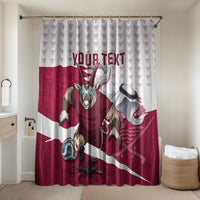 Personalized Qatar Soccer Bathroom Set Arabian Oryx Football Mascot - Comic Art Geometric