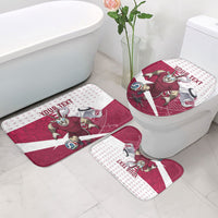 Personalized Qatar Soccer Bathroom Set Arabian Oryx Football Mascot - Comic Art Geometric