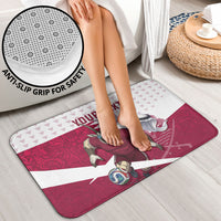 Personalized Qatar Soccer Bathroom Set Arabian Oryx Football Mascot - Comic Art Geometric
