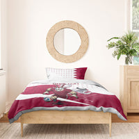 Personalized Qatar Soccer Bedding Set Arabian Oryx Football Mascot - Comic Art Geometric
