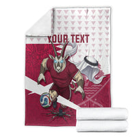 Personalized Qatar Soccer Blanket Arabian Oryx Football Mascot - Comic Art Geometric