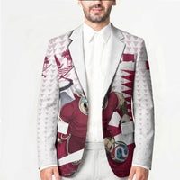 Personalized Qatar Soccer Blazer Arabian Oryx Football Mascot - Comic Art Geometric