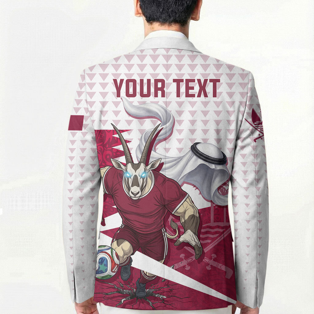 Personalized Qatar Soccer Blazer Arabian Oryx Football Mascot - Comic Art Geometric