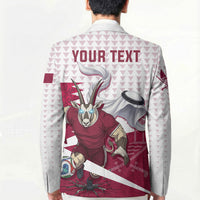 Personalized Qatar Soccer Blazer Arabian Oryx Football Mascot - Comic Art Geometric