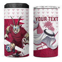 Personalized Qatar Soccer 4 in 1 Can Cooler Tumbler Arabian Oryx Football Mascot - Comic Art Geometric