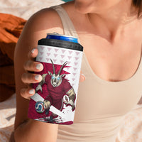 Personalized Qatar Soccer 4 in 1 Can Cooler Tumbler Arabian Oryx Football Mascot - Comic Art Geometric
