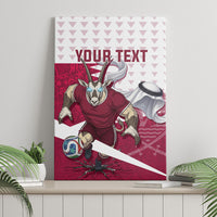 Personalized Qatar Soccer Canvas Wall Art Arabian Oryx Football Mascot - Comic Art Geometric