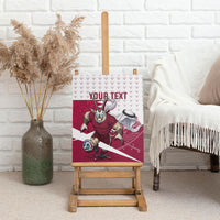 Personalized Qatar Soccer Canvas Wall Art Arabian Oryx Football Mascot - Comic Art Geometric