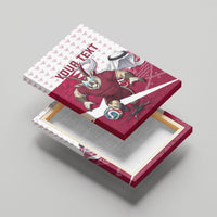 Personalized Qatar Soccer Canvas Wall Art Arabian Oryx Football Mascot - Comic Art Geometric