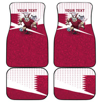Personalized Qatar Soccer Car Mats Arabian Oryx Football Mascot - Comic Art Geometric