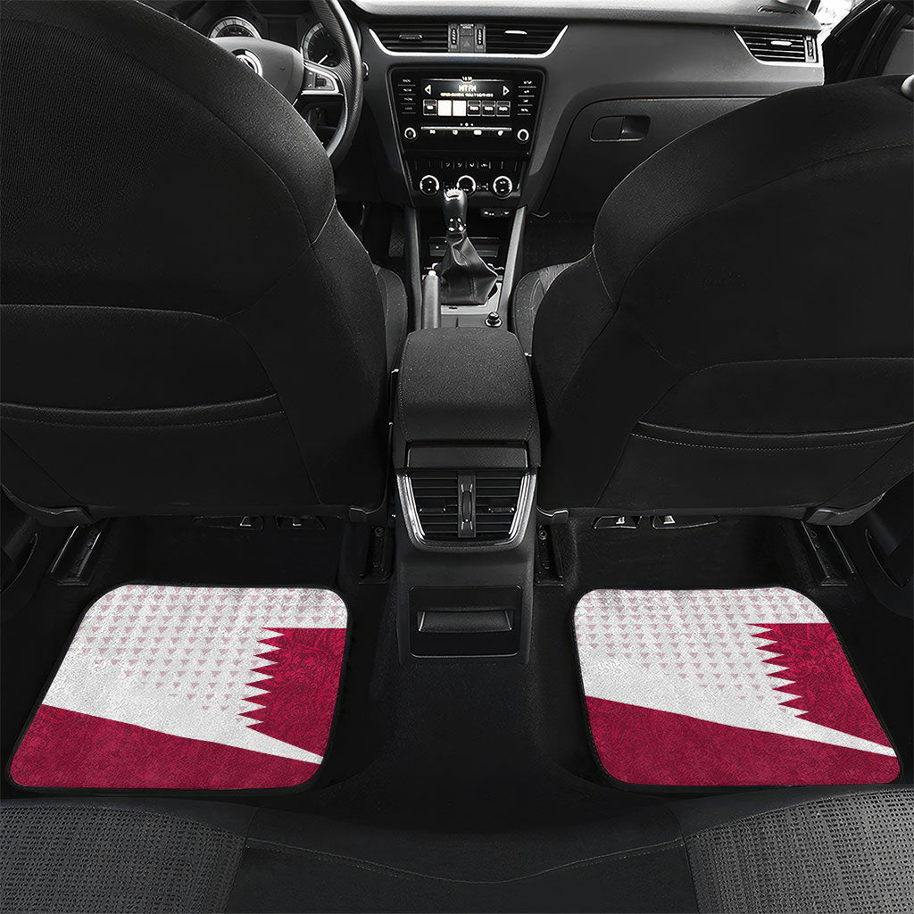Personalized Qatar Soccer Car Mats Arabian Oryx Football Mascot - Comic Art Geometric
