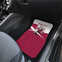 Personalized Qatar Soccer Car Mats Arabian Oryx Football Mascot - Comic Art Geometric