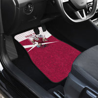 Personalized Qatar Soccer Car Mats Arabian Oryx Football Mascot - Comic Art Geometric