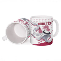 Personalized Qatar Soccer Ceramic Mug Arabian Oryx Football Mascot - Comic Art Geometric
