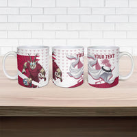 Personalized Qatar Soccer Ceramic Mug Arabian Oryx Football Mascot - Comic Art Geometric