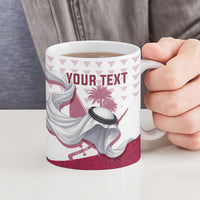Personalized Qatar Soccer Ceramic Mug Arabian Oryx Football Mascot - Comic Art Geometric