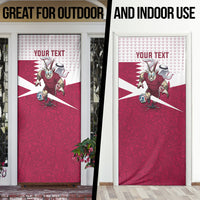 Personalized Qatar Soccer Door Cover Arabian Oryx Football Mascot - Comic Art Geometric