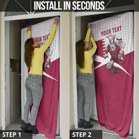 Personalized Qatar Soccer Door Cover Arabian Oryx Football Mascot - Comic Art Geometric