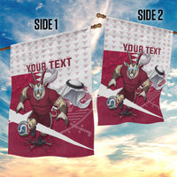 Personalized Qatar Soccer Garden Flag Arabian Oryx Football Mascot - Comic Art Geometric