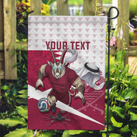 Personalized Qatar Soccer Garden Flag Arabian Oryx Football Mascot - Comic Art Geometric