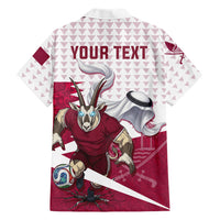 Personalized Qatar Soccer Hawaiian Shirt Arabian Oryx Football Mascot - Comic Art Geometric