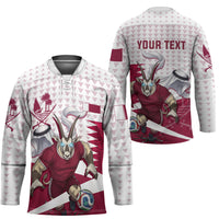 Personalized Qatar Soccer Hockey Jersey Arabian Oryx Football Mascot - Comic Art Geometric