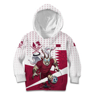 Personalized Qatar Soccer Kid Hoodie Arabian Oryx Football Mascot - Comic Art Geometric